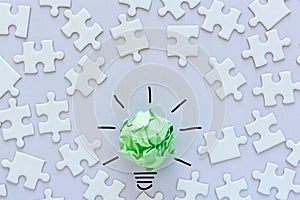 Creative Ideas for ECO Save Energy Concept, Power Green Innovation and Business Successful Concept. Paper lightbulb Design With