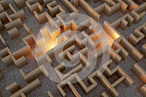 Creative illuminated maze texture. Solution and idea concept.