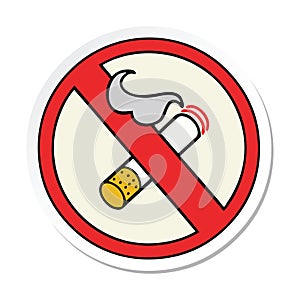 sticker of a cute cartoon no smoking allowed sign photo