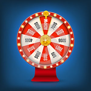 Creative illustration of 3d fortune spinning wheel. Lucky roulette win jackpot in casino art design. Abstract concept graphic