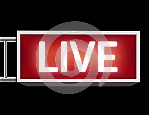 Creative illustration of on air live glowing sign isolated on background. Art design tv, radio station, broadcast symbol. Lit on