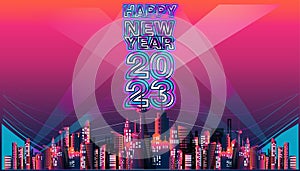 Creative illustration banners,Happy new year 2023 text