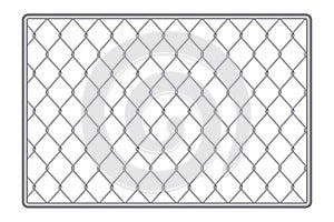 Creative illustration of chain link fence wire mesh steel metal isolated on transparent background. Art design gate made. P
