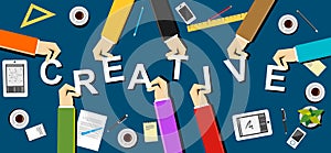 Creative illustration. Creativity concept. Flat design illustration concepts for creative team, teamwork, team, solidarity