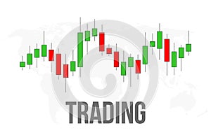 Creative illustration of forex trading diagram signals isolated on background. Buy, sell indicators with japanese candles pattern