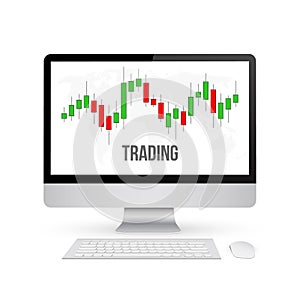 Creative illustration of forex trading diagram signals isolated on background. Buy, sell indicators with japanese candles pattern