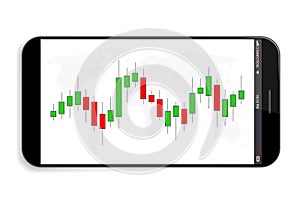 Creative illustration of forex trading diagram signals isolated on background. Buy, sell indicators with japanese candles pattern