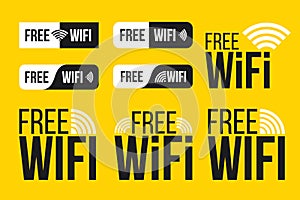 Creative illustration of free wifi icon symbol set isolated on background. Art design wireless network for wlan free access.