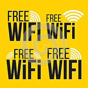 Creative illustration of free wifi icon symbol set isolated on background. Art design wireless network for wlan free access.