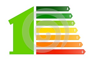 Creative illustration of home energy efficiency rating isolated on background. Art design smart eco house improvement template.