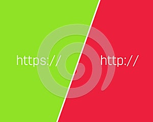Creative illustration of http, https protocol connection ssl encryption web site isolated on background. Art design safe, secure