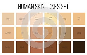 Creative illustration of human skin tone color palette set isolated on background. Art design. Abstract concept person face, body