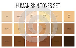Creative illustration of human skin tone color palette set isolated on transparent background. Art design. Abstract concept photo