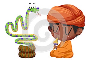 Creative Illustration and Innovative Art: Snake charmer. photo