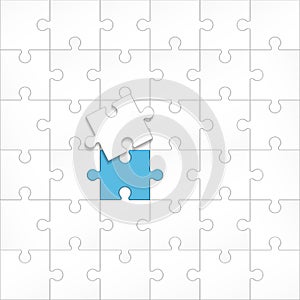 Creative illustration of jigsaw puzzle pieces background. Business concept art design blank mockup template. Abstract graphic