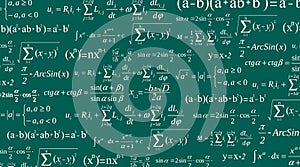 Creative illustration of math equation, mathematical, arithmetic, physics formulas background. Art design screen, blackboard