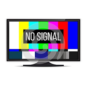 Creative illustration of no signal TV test pattern background. Television screen error. SMPTE color bars technical problems. Art