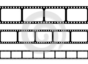 Creative illustration of old retro film strip frame set isolated on background. Art design reel cinema filmstrip template.