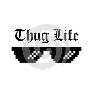 Creative illustration of pixel glasses of thug life meme isolated on transparent background. Ghetto lifestyle culture art d
