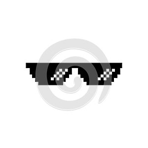 Creative illustration of pixel glasses. Thug life meme. Isolated on white background. Ghetto lifestyle culture art design.