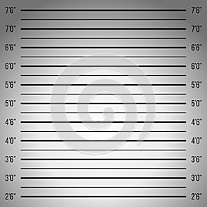 Creative illustration of police lineup, mugshot template with a table isolated on background. Art design silhouette of anonymous.