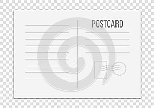 Creative illustration of postcard isolated on transparent background. Postal travel card art design. Blank airmail mockup t