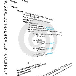Creative illustration of programming HTML code on computer screen isolated on background. Art design website digital page.