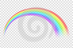 Creative illustration of rainbows in different shape on transparent background. Fantasy art design. Spectrum patte