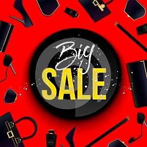 Creative illustration of super big sale special offer poster, banner, background. Art design black friday inscription template.