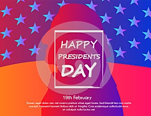 Creative illustration with trendy gradient effect, poster or banner of Presidents Day.