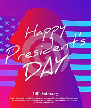 Creative illustration with trendy gradient effect, poster or banner of Presidents Day.