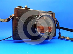 A creative image of The Black old vintage camera SLR