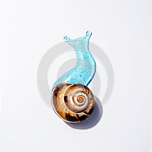 Creative image of cosmetics with snail Concept Facial Body Care with Snail Slime