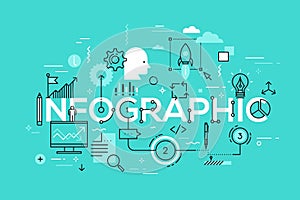 Creative infographic banner with elements in thin line style