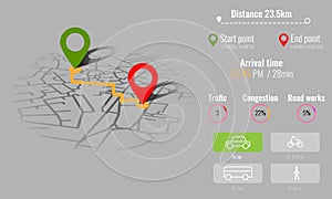 Creative infographic city map navigation for your dashboard concept design. Top and day time view. Vector illustration.
