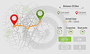 Creative infographic city map navigation for your dashboard concept design. Top and day time view. Vector illustration.