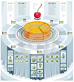 Creative infographics concept, piece of pie idea,vector illustration.
