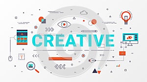 Creative Infographics design concept. Creative idea concept. Flat line icons style with typography illustration.