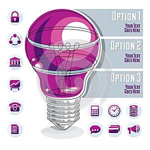 Creative infographics template, layered light bulb idea, vector