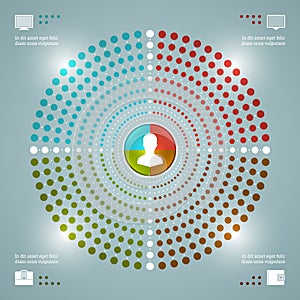 Business Infographics Design Template. Vector Elements. Management Dotted Pie Chart Diagram Illustration. EPS10