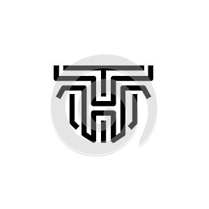 Creative Initials HT logo thin lines concept