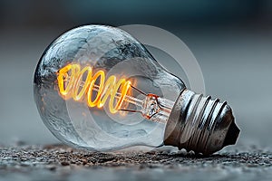 Creative Innovation Concept with Glowing Light Bulb on Textured Surface Generative AI
