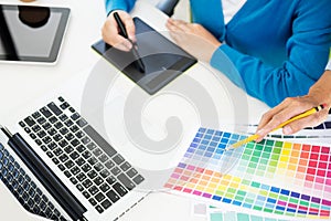 Creative or Interior designers teamwork with pantone swatch and