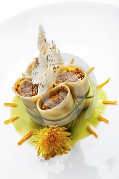 Creative Italian Cuisine: elegant paccheri pasta plate