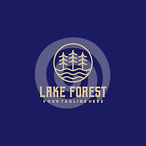 Creative lake forest outline logo design