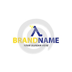 Creative lambda and technology logo design, vector