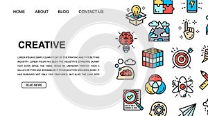 Creative landing page design template. Innovation, startup, artwork, project, idea illustration for website design