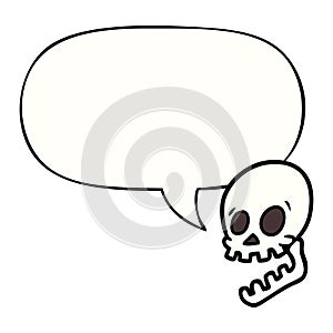 A creative laughing skull cartoon and speech bubble