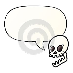 A creative laughing skull cartoon and speech bubble in smooth gradient style