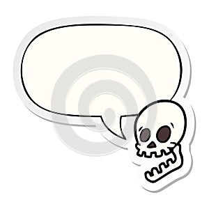 A creative laughing skull cartoon and speech bubble sticker